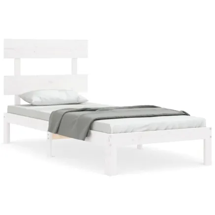 Cadre de lit sans matelas blanc bois de pin massif 2