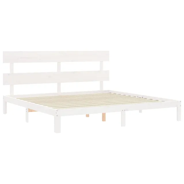 Cadre de lit sans matelas blanc bois massif de pin