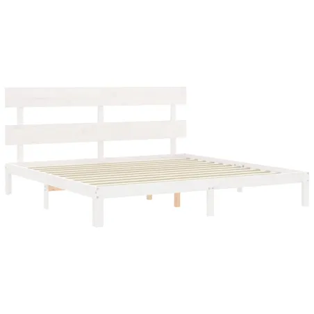 Cadre de lit sans matelas blanc bois massif de pin