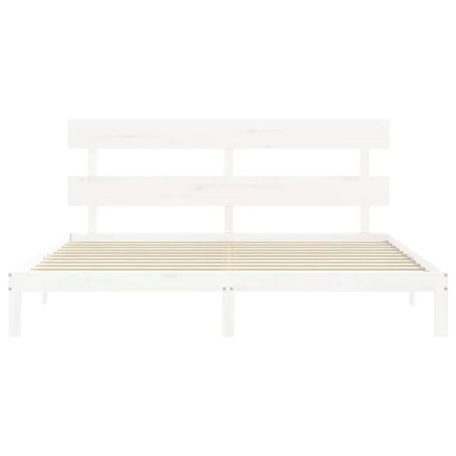 Cadre de lit sans matelas blanc bois massif de pin