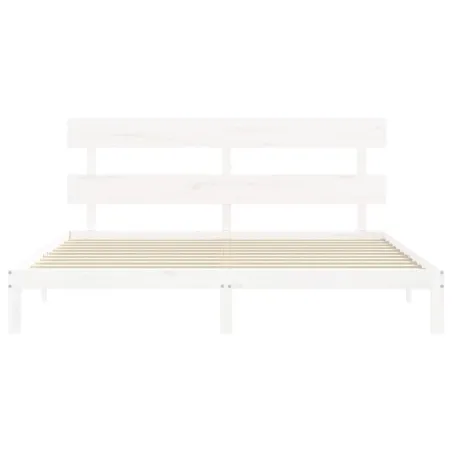Cadre de lit sans matelas blanc bois massif de pin