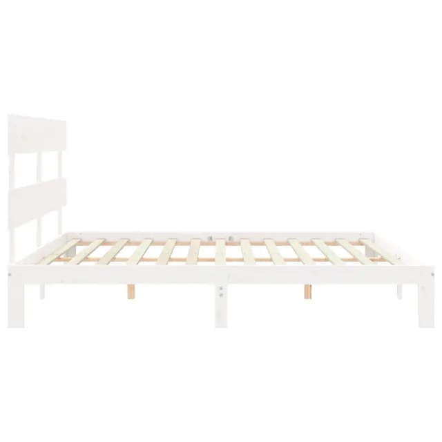 Cadre de lit sans matelas blanc bois massif de pin