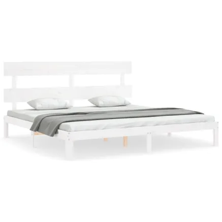 Cadre de lit sans matelas blanc 200x200 cm bois massif de pin 2
