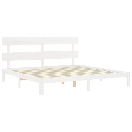 Cadre de lit sans matelas blanc 200x200 cm bois massif de pin