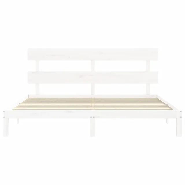 Cadre de lit sans matelas blanc 200x200 cm bois massif de pin