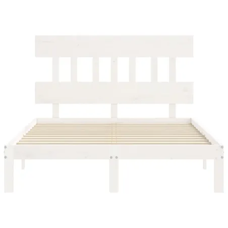 Cadre de lit sans matelas blanc bois de pin massif