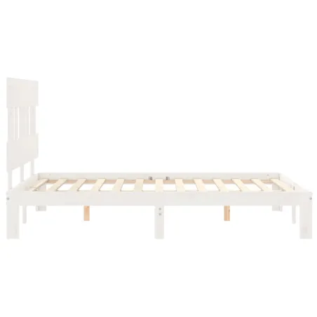 Cadre de lit sans matelas blanc bois de pin massif