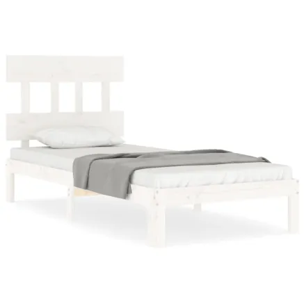 Cadre de lit sans matelas blanc 100x200 cm bois de pin massif 2
