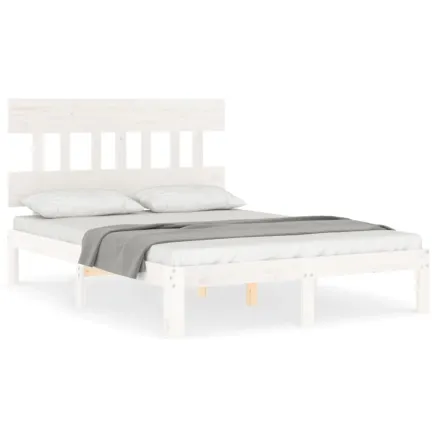 Cadre de lit sans matelas blanc 140x200 cm bois de pin massif 2