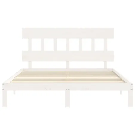 Cadre de lit sans matelas blanc 160x200 cm bois de pin massif