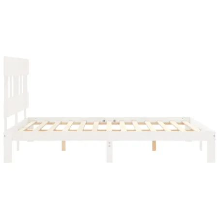 Cadre de lit sans matelas blanc 160x200 cm bois de pin massif