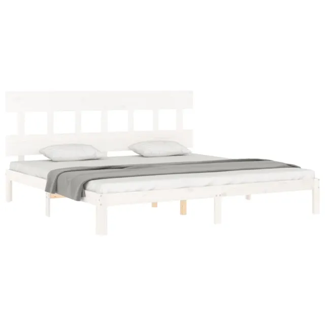 Cadre de lit sans matelas blanc bois massif de pin