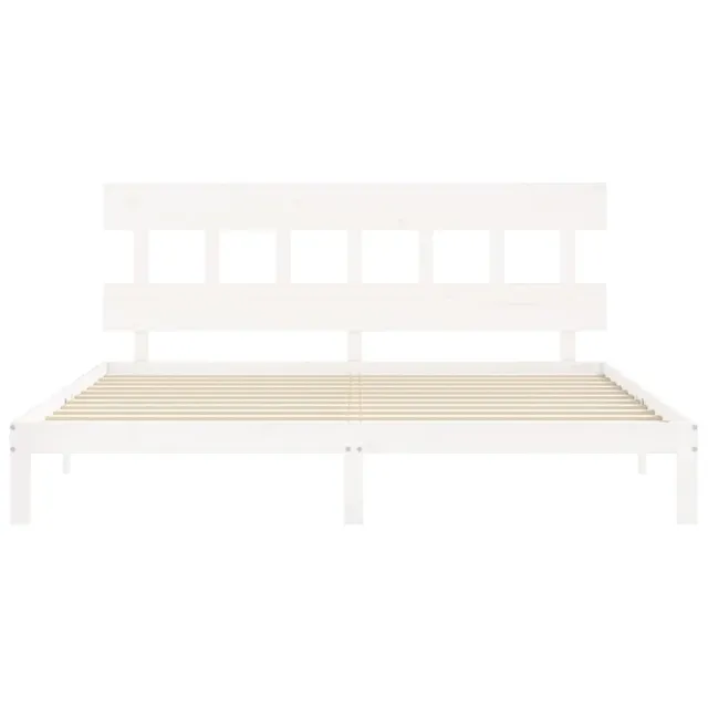 Cadre de lit sans matelas blanc bois massif de pin