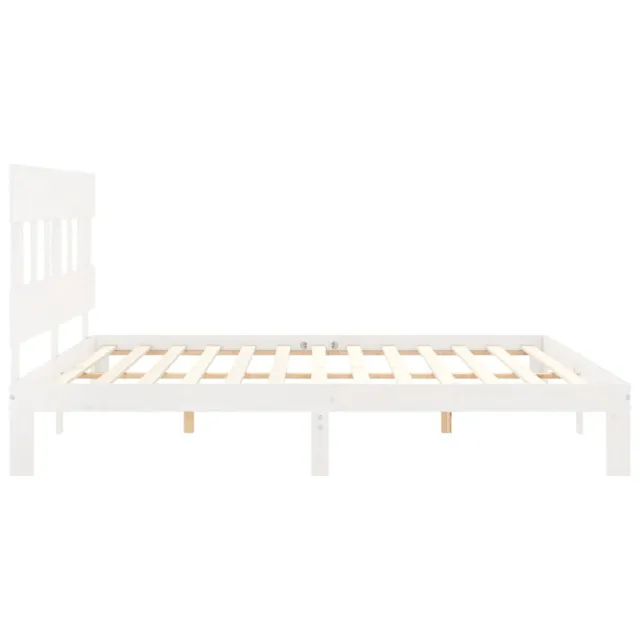 Cadre de lit sans matelas blanc bois massif de pin