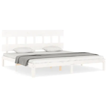 Cadre de lit sans matelas blanc 200x200 cm bois massif de pin
