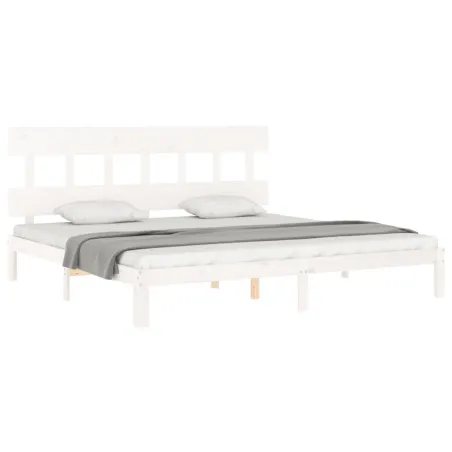 Cadre de lit sans matelas blanc 200x200 cm bois massif de pin