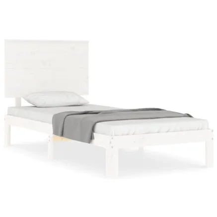 Cadre de lit sans matelas blanc bois de pin massif 2