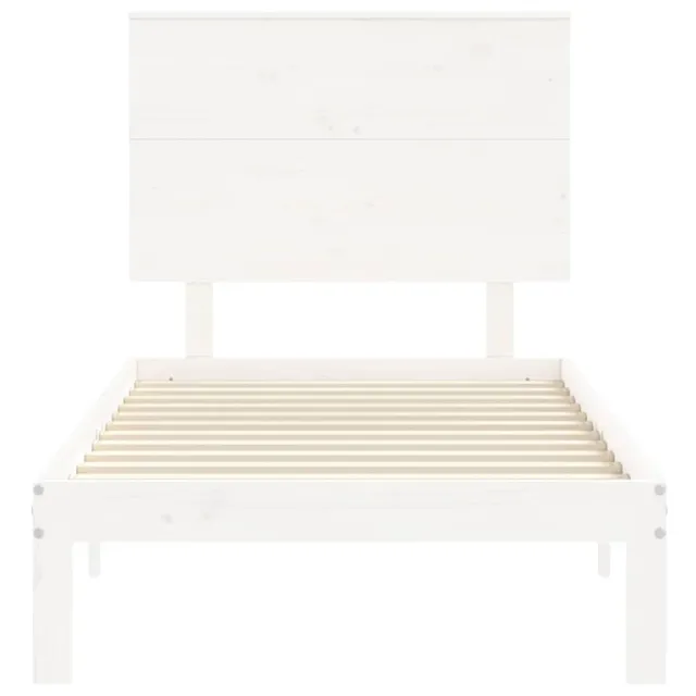 Cadre de lit sans matelas blanc bois de pin massif