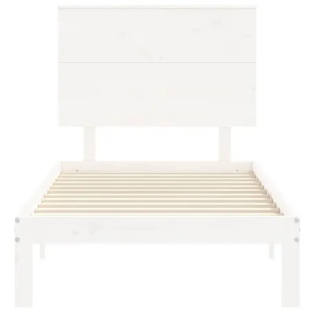 Cadre de lit sans matelas blanc bois de pin massif