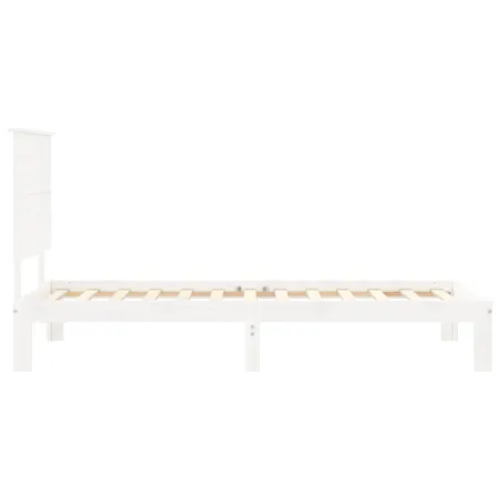Cadre de lit sans matelas blanc bois de pin massif