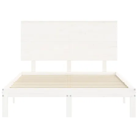 Cadre de lit sans matelas blanc bois de pin massif