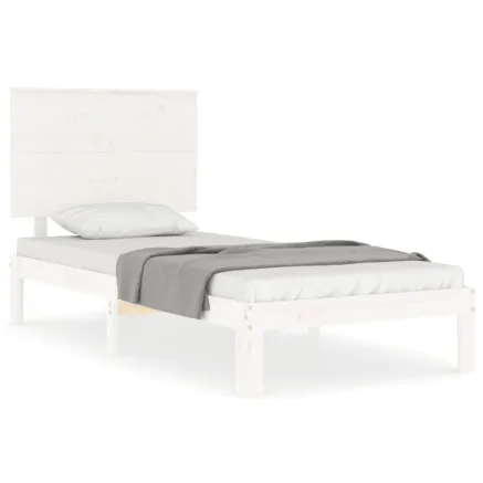 Cadre de lit sans matelas blanc 90x200 cm bois de pin massif 2