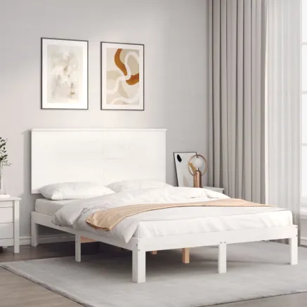 Cadre de lit sans matelas blanc 140x200 cm bois de pin massif