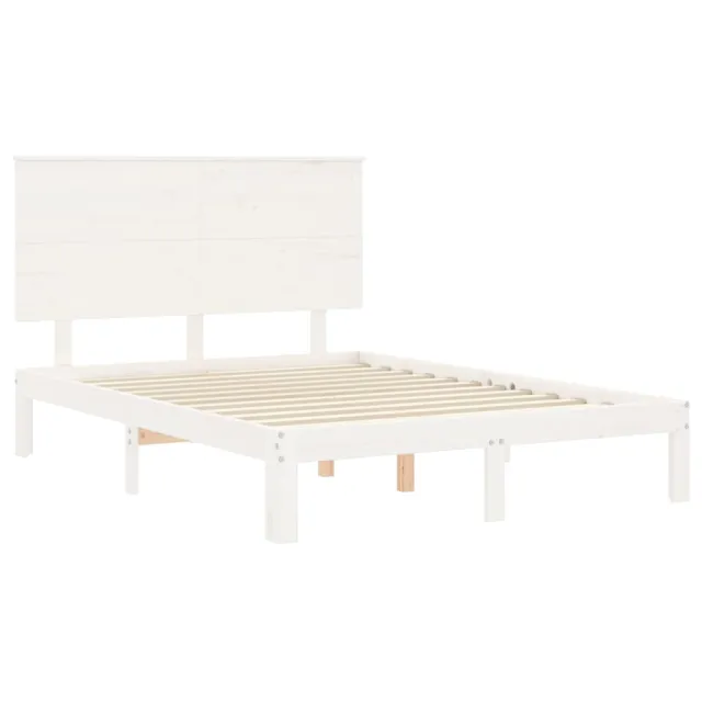Cadre de lit sans matelas blanc 140x200 cm bois de pin massif