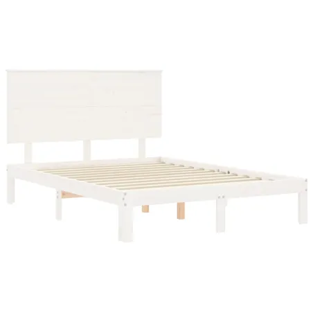 Cadre de lit sans matelas blanc 140x200 cm bois de pin massif