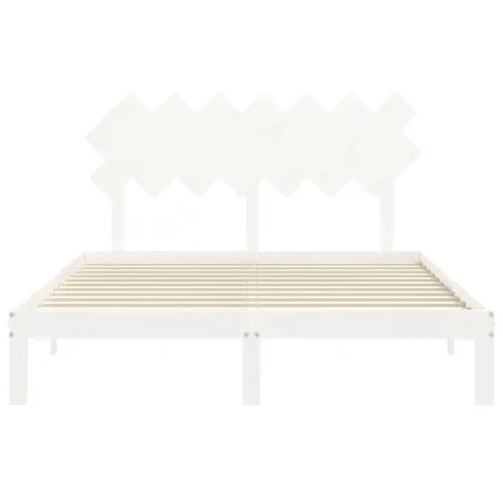 Cadre de lit sans matelas blanc 140x190 cm bois de pin massif