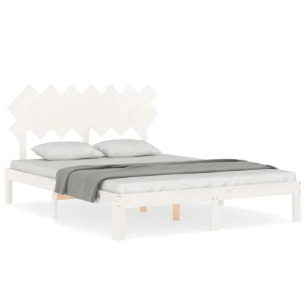 Cadre de lit sans matelas blanc bois de pin massif 2