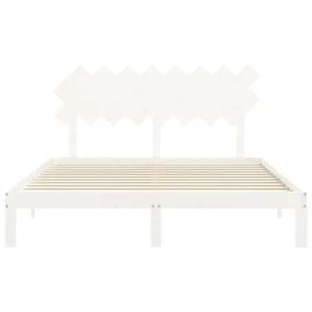 Cadre de lit sans matelas blanc 160x200 cm bois de pin massif