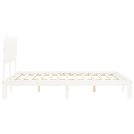 Cadre de lit sans matelas blanc 160x200 cm bois de pin massif