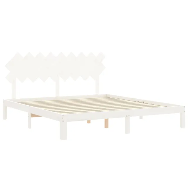 Cadre de lit sans matelas blanc bois massif de pin