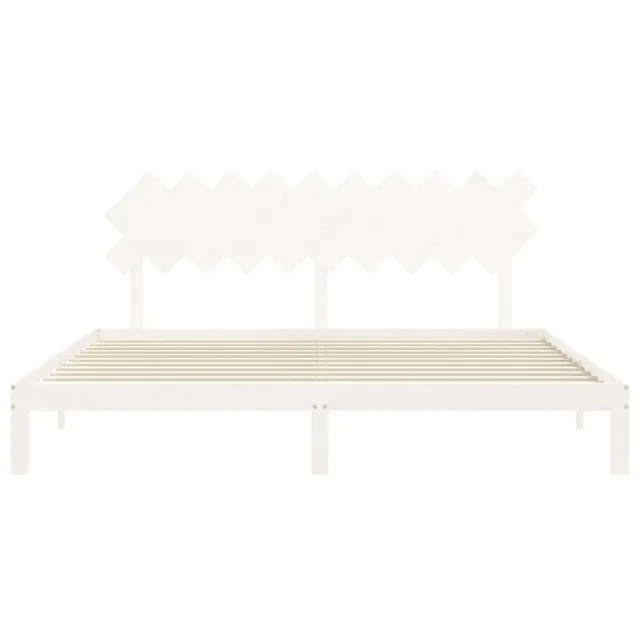 Cadre de lit sans matelas blanc 200x200 cm bois massif de pin