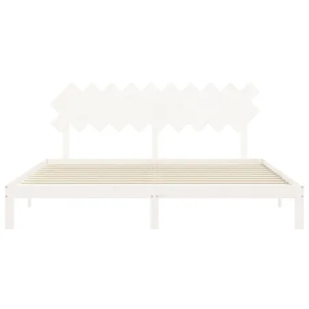 Cadre de lit sans matelas blanc 200x200 cm bois massif de pin