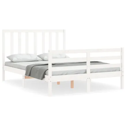 Cadre de lit sans matelas blanc 140x190 cm bois de pin massif 2