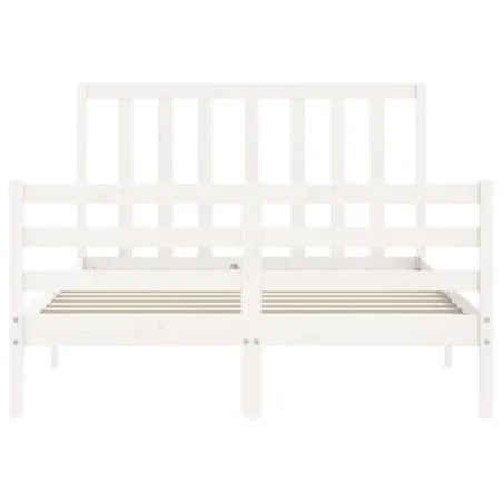 Cadre de lit sans matelas blanc 140x190 cm bois de pin massif