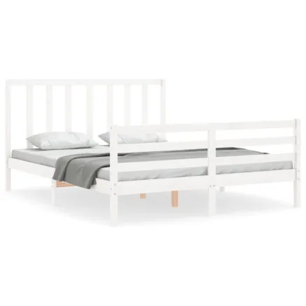 Cadre de lit sans matelas blanc 160x200 cm bois de pin massif 2