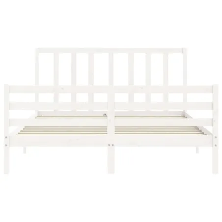 Cadre de lit sans matelas blanc 160x200 cm bois de pin massif