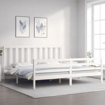 Cadre de lit sans matelas blanc 200x200 cm bois massif de pin