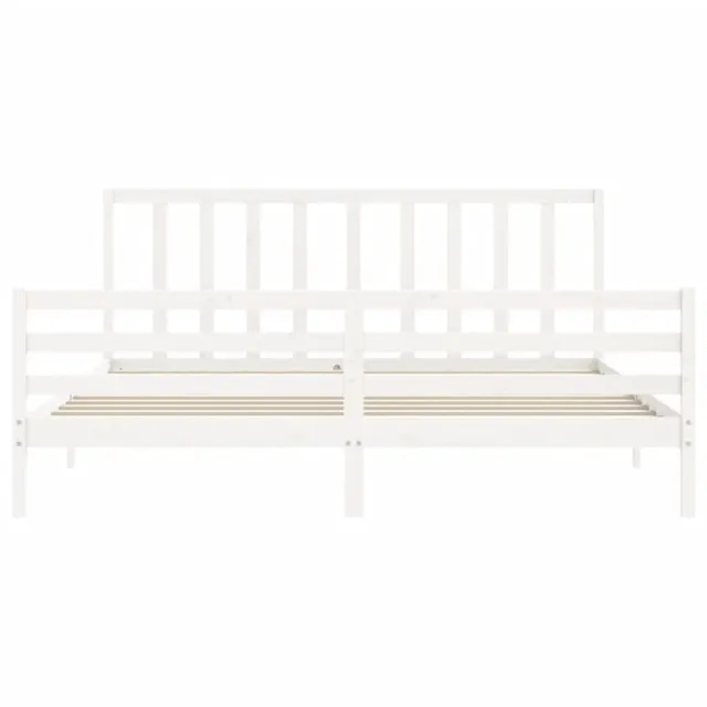 Cadre de lit sans matelas blanc 200x200 cm bois massif de pin