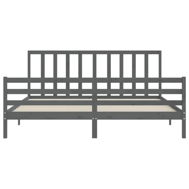 Cadre de lit sans matelas gris 200x200 cm bois massif de pin