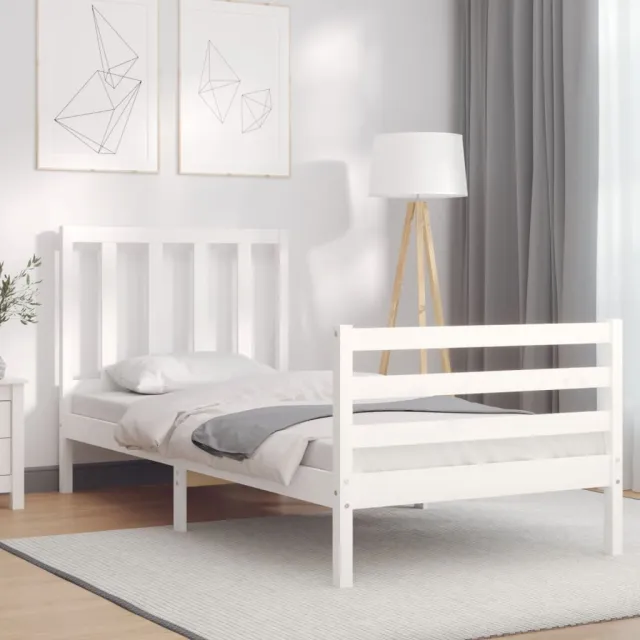 Cadre de lit sans matelas blanc bois de pin massif