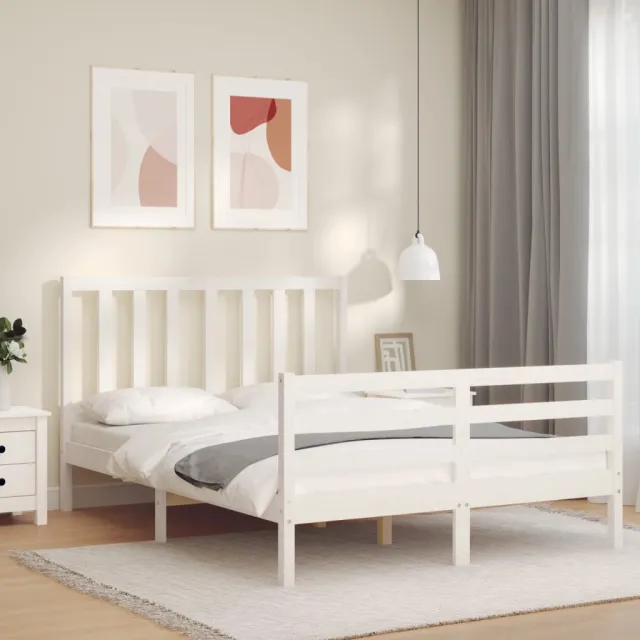 Cadre de lit sans matelas blanc 140x190 cm bois de pin massif