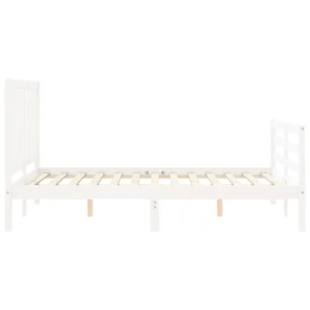 Cadre de lit sans matelas blanc 140x190 cm bois de pin massif