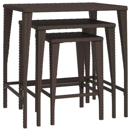 Tables gigognes 3 pcs marron résine tressée 2