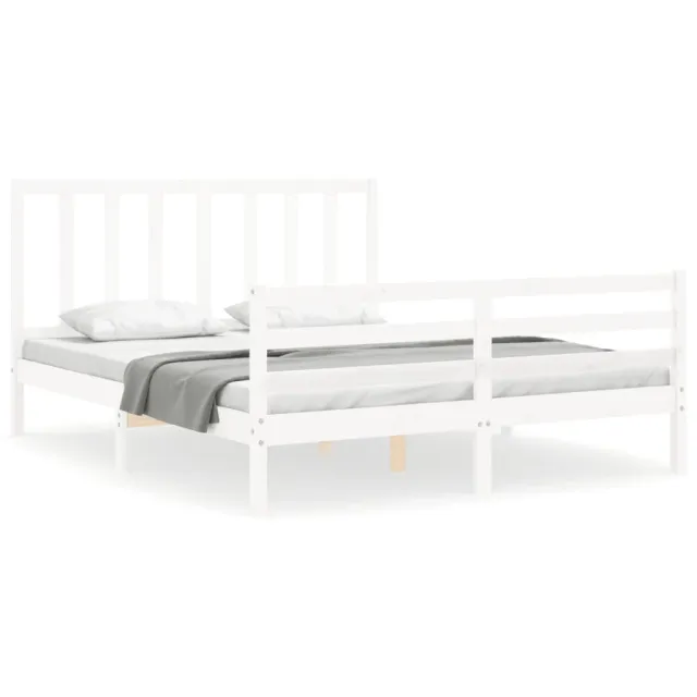 Cadre de lit sans matelas blanc 160x200 cm bois de pin massif