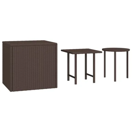 Tables d'appoint 3 pcs marron résine tressée 2