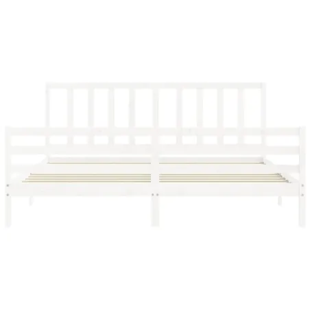 Cadre de lit sans matelas blanc 200x200 cm bois massif de pin